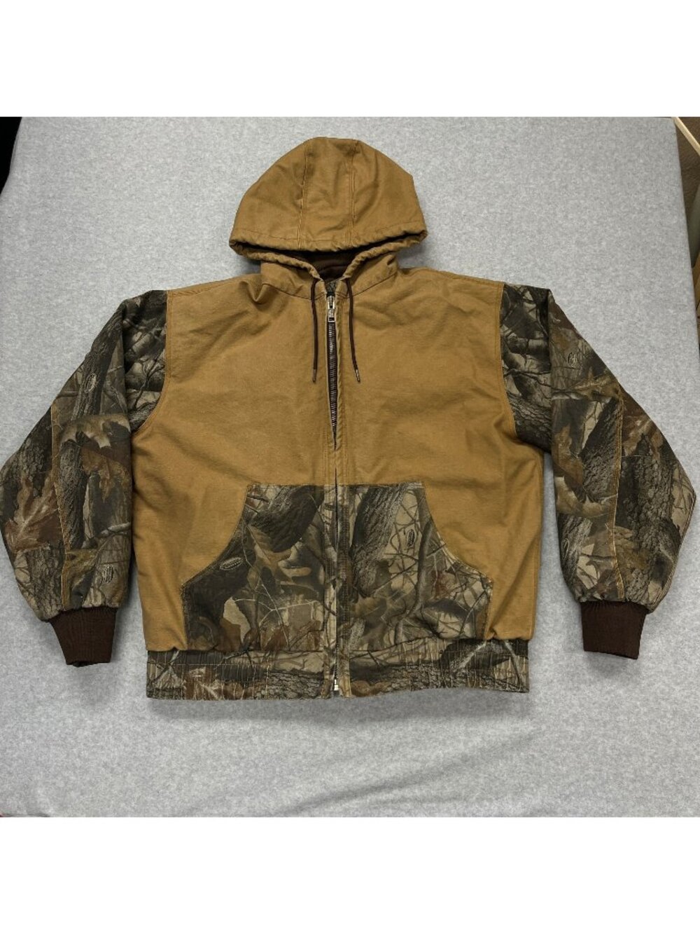 RedHead Canvas Hunting Jacket Mens XLT Brown Realtree Camo Hooded Full Zip